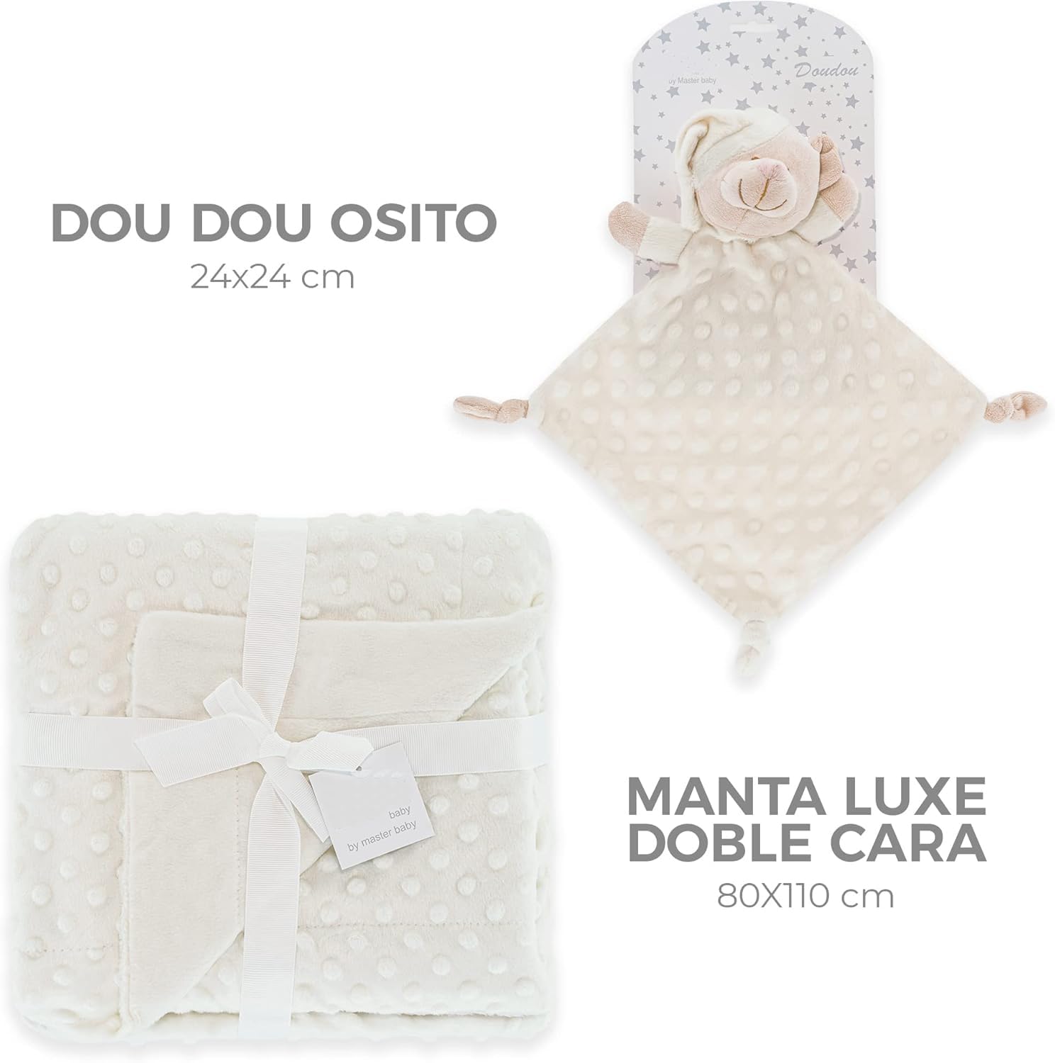various Manta Bebé Suave con DouDou de Osito, Manta Envolvente para Recién Nacido 80x110 cm, Microfibra Hipoalergénica, Manta Infantil para Cochecito, Cuna y Regalo Baby Shower (Beige)