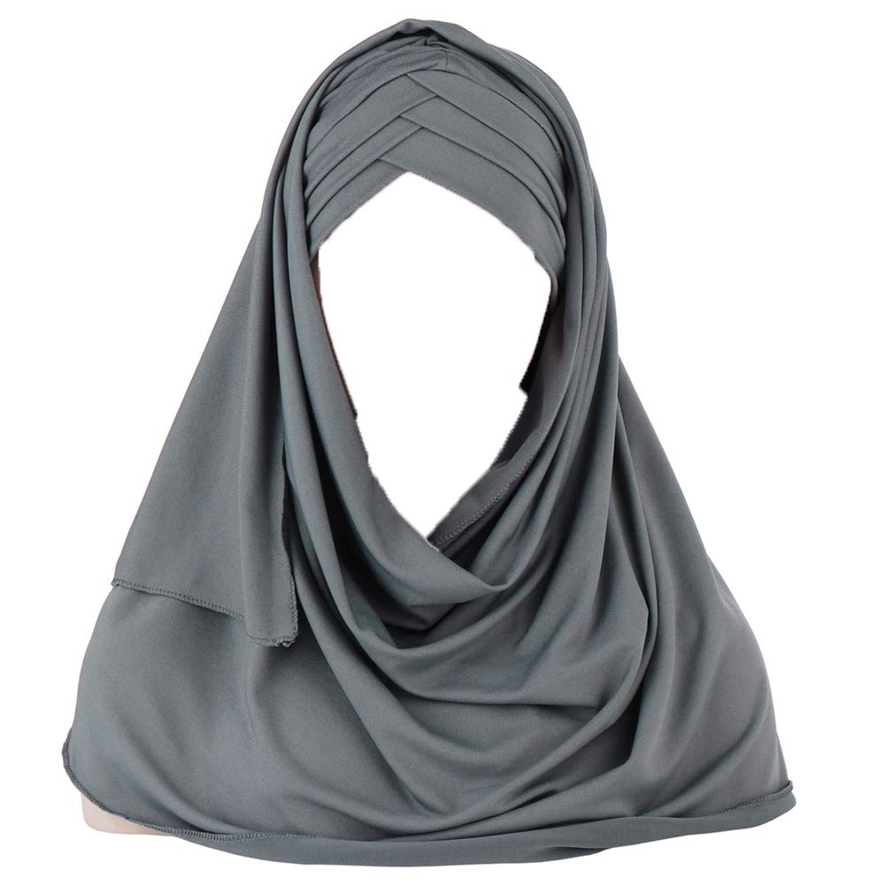 Generic Brands Women Muslim Islam Long Headscarf Hijabs Solid Color Turban Cap Milk Silk Scarves Cape Hat