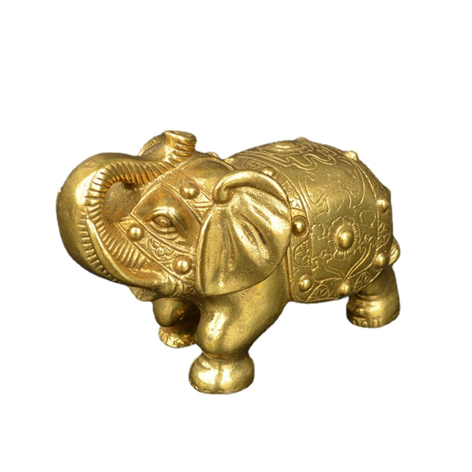 NGDFGR Brass Elephant Tabletop Figurine,Thai Elephant Statue, Office Study Decorative Ornament, Bronze Animal Sculpture Collection