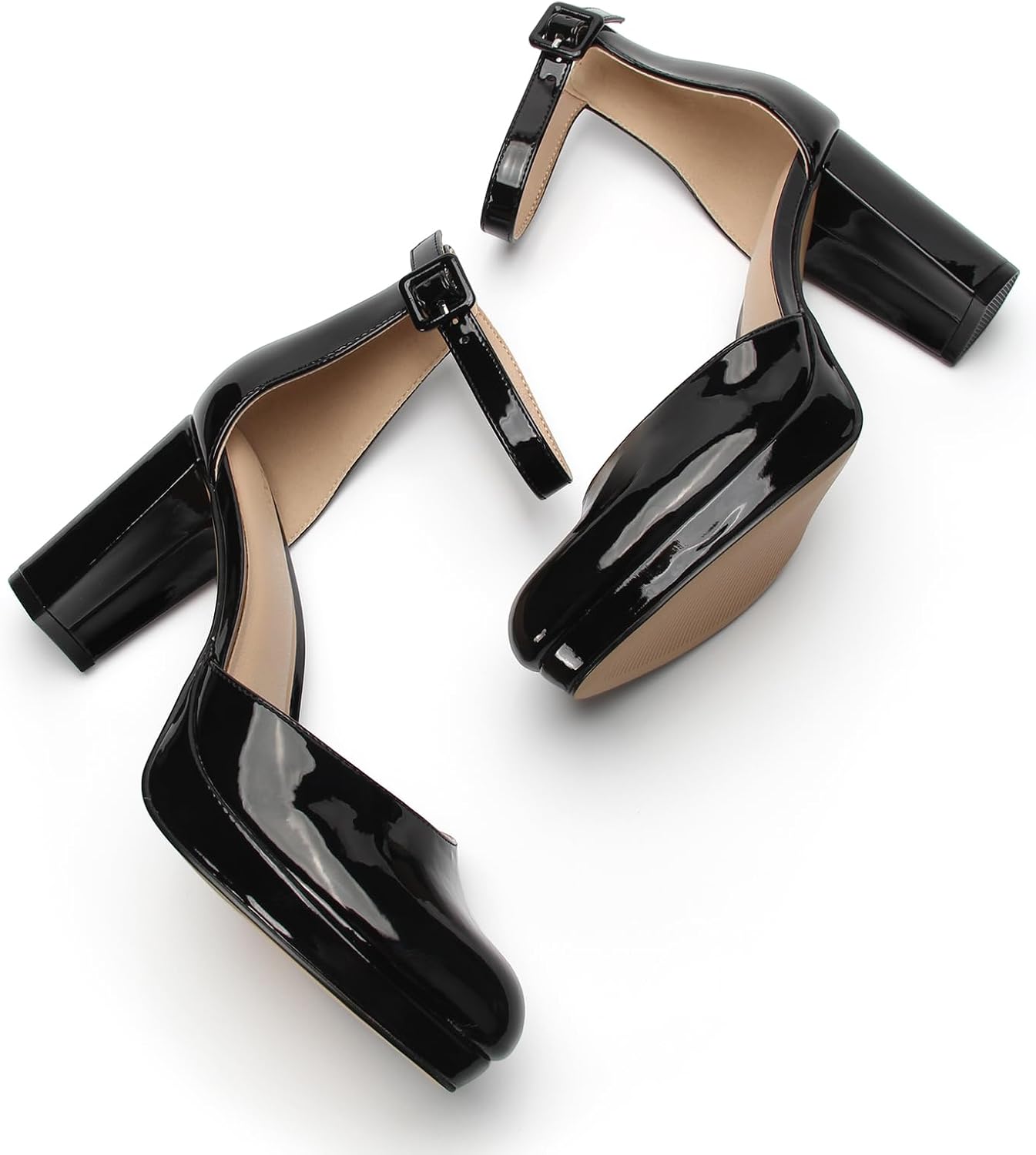 Women's Pumps, 3.2 Inch Low Closed Toe Heels,Chunky Heels for Women with Ankle Strap, Soft Dressy Shoes for Office,Wedding, Party