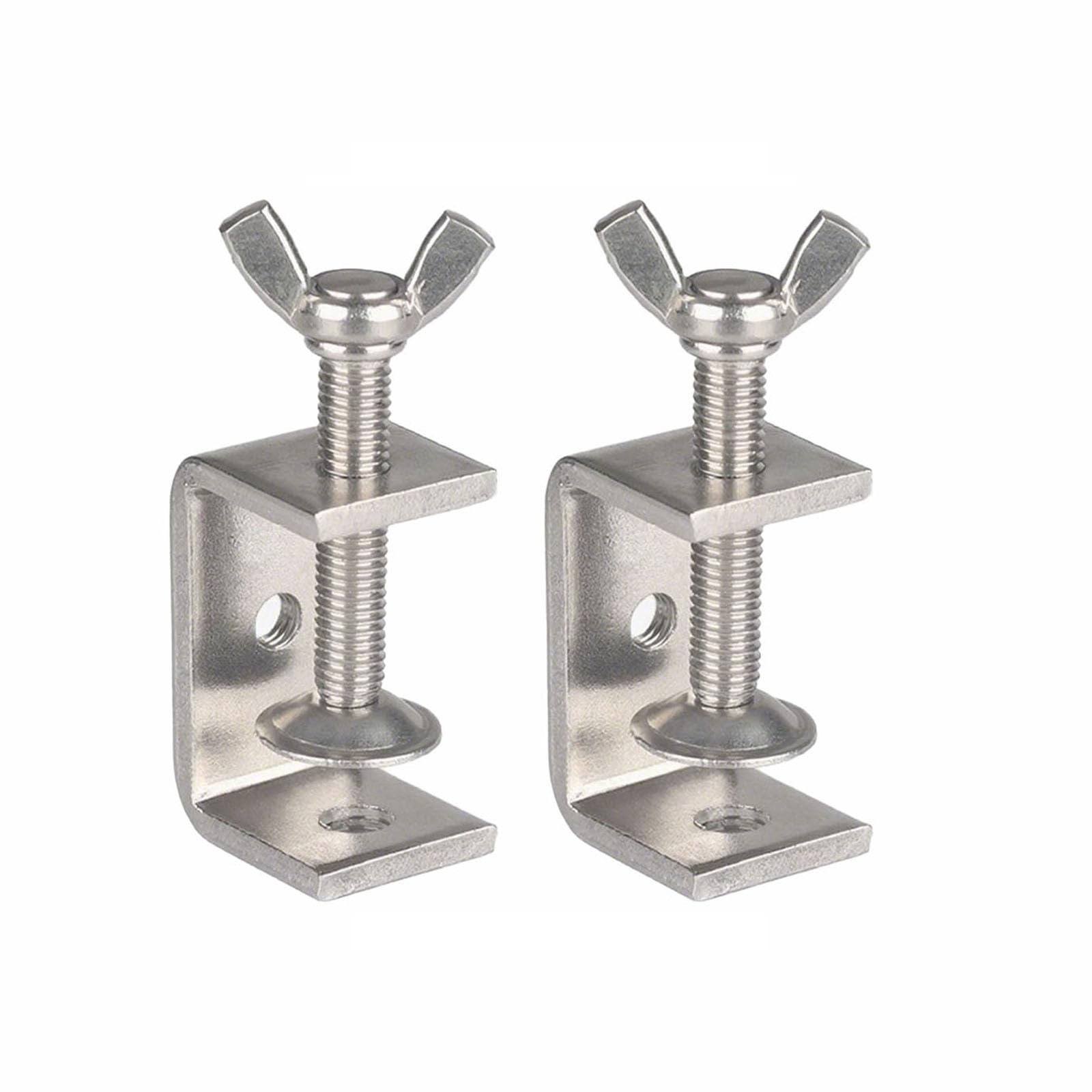 2 Pack Small C Clamps, 304 Stainless Steel C Clamps Adjustable Wide Jaw Opening Desk Clip Corrosion Resistant for Woodworking Welding Building Household Mounting (40mm/1.57in)