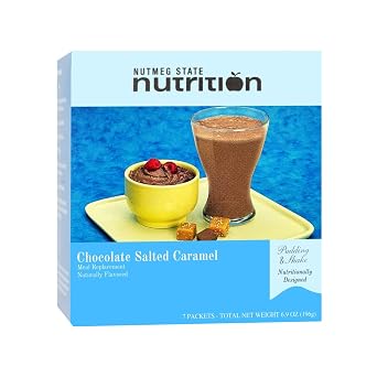 Nutmeg State Nutrition - Pudding or Shake, Low Calories, 15g Protein, Low Fat, 7 Servings Per Box Chocolate Salted Caramel