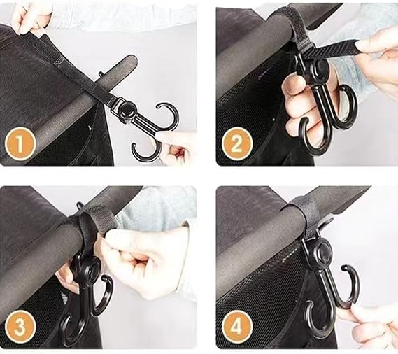 Versatile Double Hook for Electric Bikes and Bicycles, Strong Load-Bearing Hook with 360 Rotation, Lightweight and Durable Hanging Hook for Bags, Groceries, Baby Strollers, and More