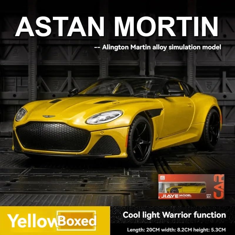 Image of 1:22 Scale Big Aston Martin DBS Metal Pullback Diecast Car for Kids with Openable Doors, Sound, Light Effects Toy for Car Enthusiasts, Green