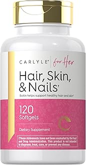 Carlyle Hair Skin and Nails Vitamin | 120 Softgels | Beauty Formula Supplement | with Biotin and Collagen Zinc, Vitamin A, B6, C & E | Non-GMO, Gluten Free
