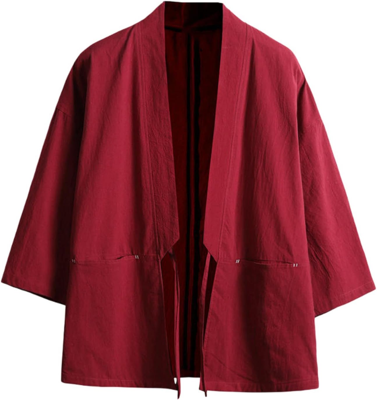 Men's Summer Japanese Chinese Style Short Belted Cardigan Seven-Sleeve Shirt