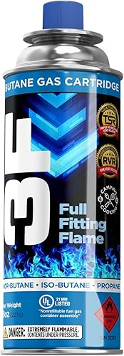 3F Recipiente de combustible de butano, 8 onzas, 1 paquete, para estufas de campamento y cabezales de antorcha compatible con recipientes de 8