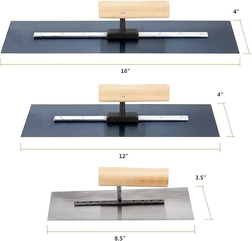 Miniatura 2 de SEUNMUK Juego de paletas de acabado de acero inoxidable, paleta plana para paneles de yeso con mango de madera, 6 piezas incluye 16 x 4 pulgadas, 12