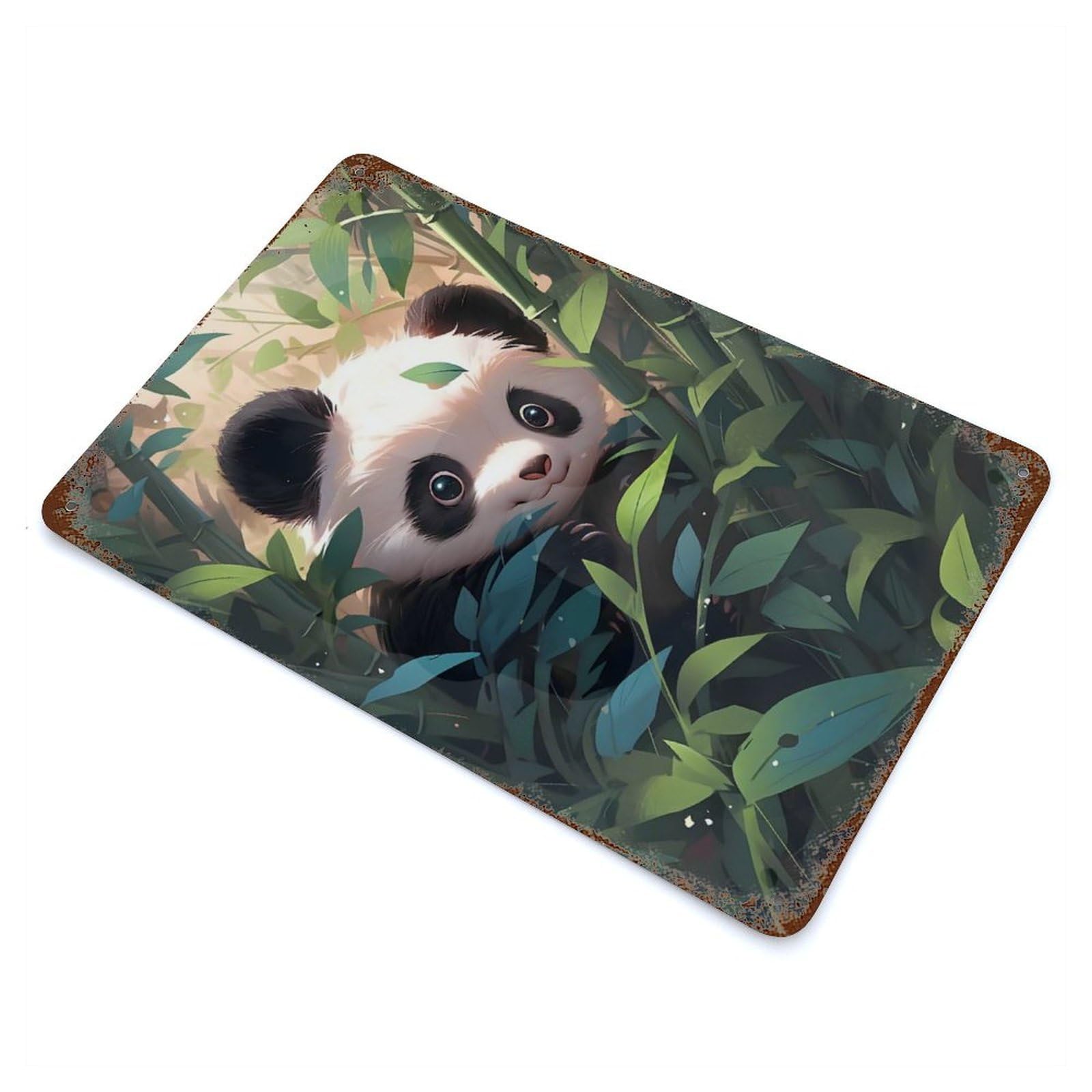 Panda Bear Rusty Metal Tin Sign 11.8"x7.9", Industrial Home Decor for Garage, Pub Or Kitchen
