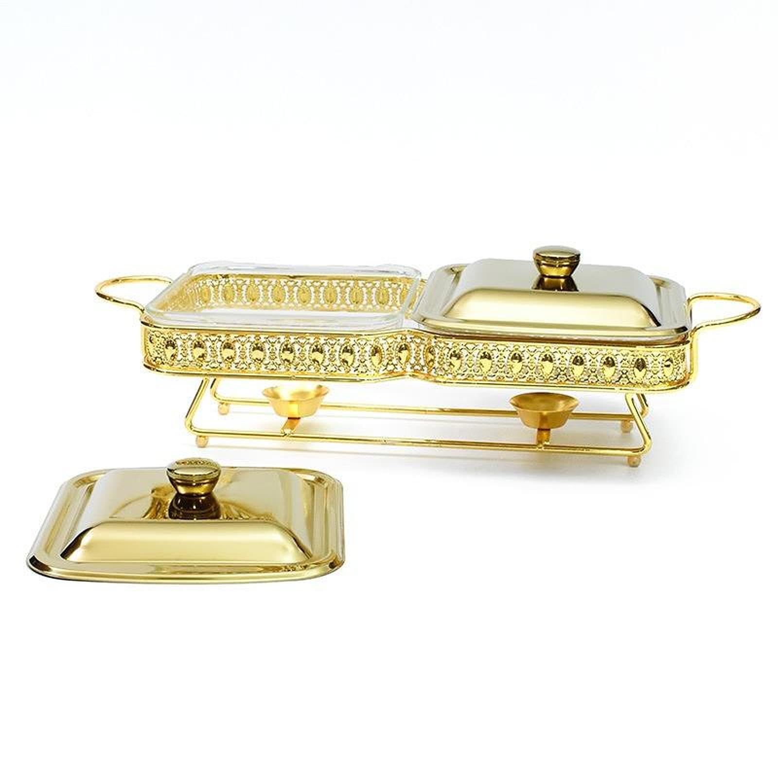 Chafing Dish con Estructura Portátil de Acero Inoxidable Bandeja Calefactora para Buffet Tapa de Transporte Adecuado para Soc, Oro, Individual