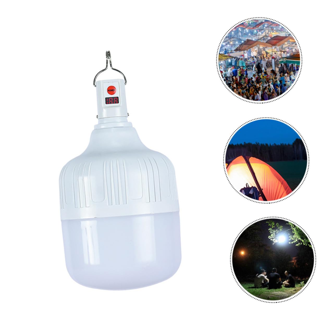 Linterna LED Recargable para Camping de 100w Batería de 1200mah, Luz Clara de Emergencia Portátil para Pesca Nocturna y Exteriores