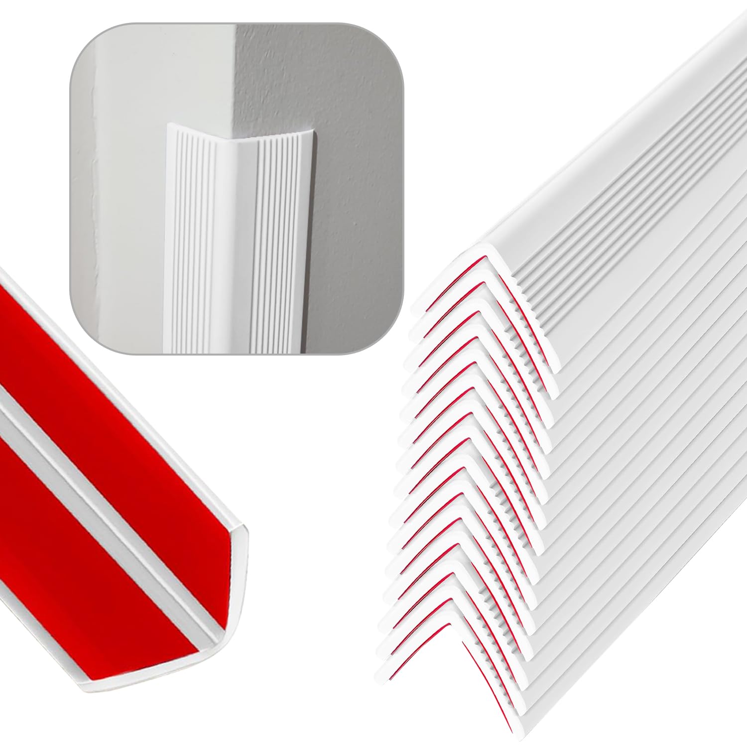 Protector de esquinas de pared de goma adhesiva, protector de bordes para bebés, tiras autoadhesivas para muebles, para el hogar y la oficina, color blanco, paquete de 15