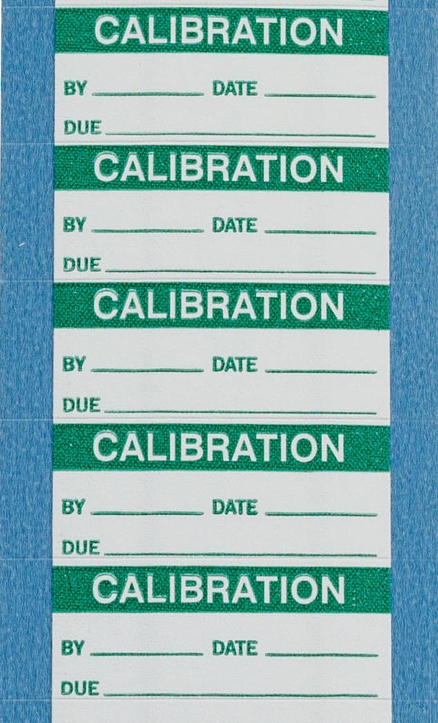 Brady WO-10-VP 1.5" Width x 0.625" Height, B-500 Repositionable Vinyl Cloth, Green on White Calibration Label, Legend "Calibration" (Pack of 5 Card, 14 per Card)