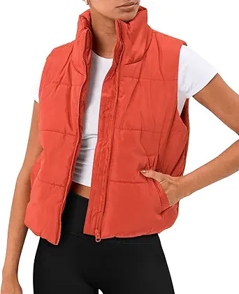 Trendy Queen Puffer Vest Women Sleeveless Winter Outerwear Warm Puffer Lightweight Fashion Stand-up Collar Down Vest