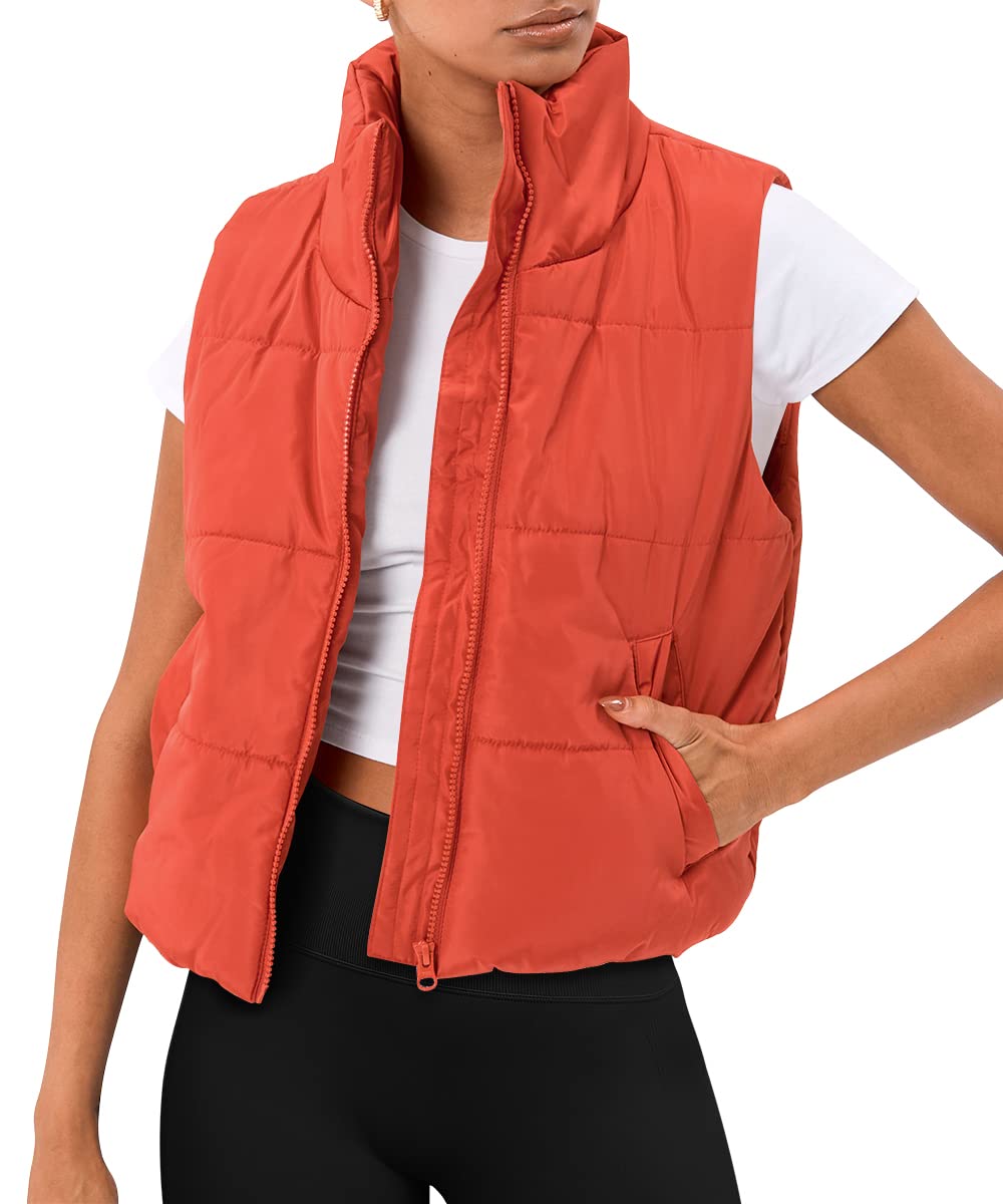 AUTOMET Women‘s Cropped Puffer Vest, Y2K Inspired Sleeveless Gilet for Fall Winter Spring, Casual to Street Outerwear
