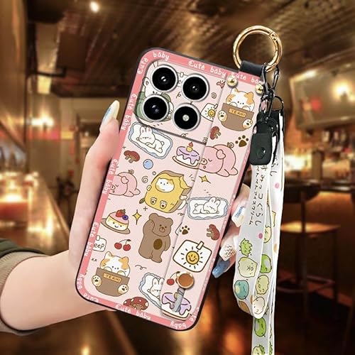 Phone Case Compatible with Redmi K90, Dirt-resistant Soft case Lanyard Shockproof Ring Phone Holder Anti-knock Anti-dust Cute Wr