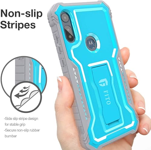 Miniatura 3 de FITO Funda para teléfono Moto E, doble capa a prueba de golpes resistente para teléfono Motorola Moto E 2020 con protector de pantalla, soporte