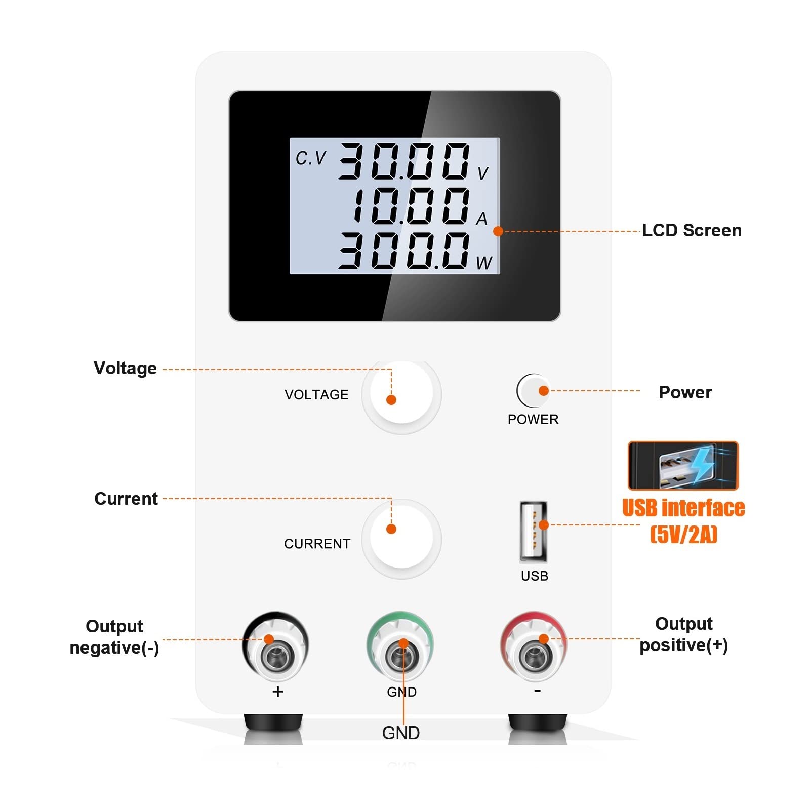 Zasilacz Laboratoryjny Switching Lab Regulowany zasilacz prądu stałego 30 V 10 A Zasilacz ze stabilizowanym napięciem stołowym(30V 10A 4digital-01)