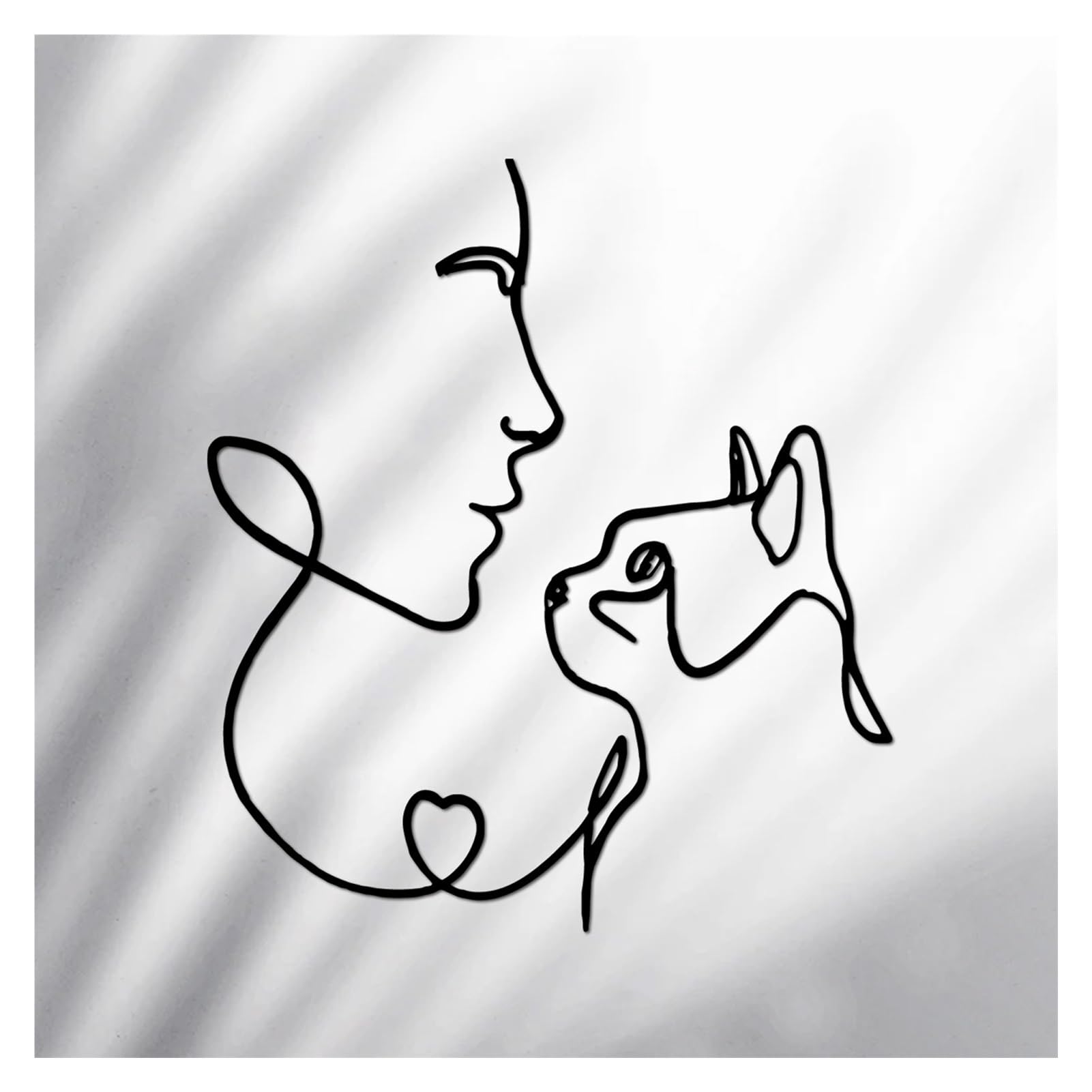 Cat Metal Wall Art,New Woman Looking at Cat Metal Wall Decor Wall Hangings,Animal Wall Art Black Home Wall Decorations for Bedroom Living Room Office Bathroom