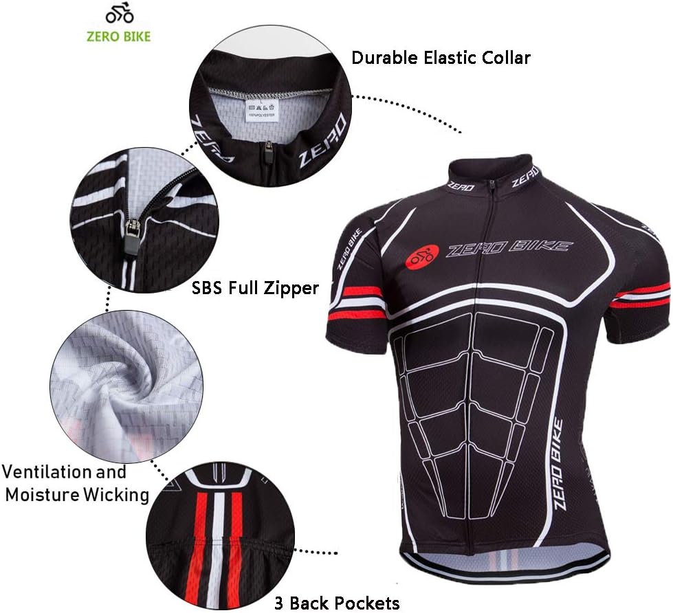 ZEROBIKE® Men's Short Sleeve Cycling Jersey Jacket Cycling Shirt Quick Dry Breathable Mountain Clothing Bike Top