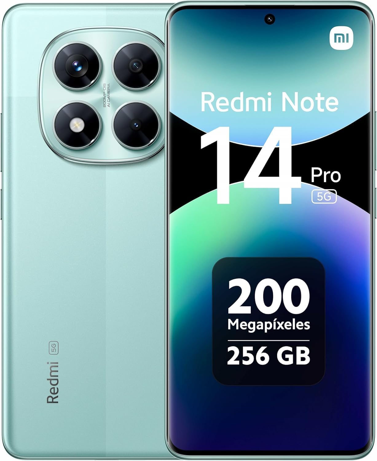 Xiaomi Redmi Note 14 Pro 5G + 4G LTE (for Tmobile Mint Tello & Global) (256GB + 8GB) NFC 6.67" 120Hz 200MP Pro AI Camera Model 24090RA29G Unlocked Dual Sim (Coral Green)