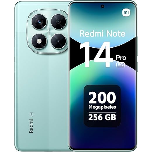 Xiaomi Redmi Note 14 Pro 5G + 4G LTE (for Tmobile Mint Tello & Global) (256GB + 8GB) NFC 6.67" 120Hz 200MP Pro AI Camera Model 24090RA29G Unlocked Dual Sim (Coral Green)