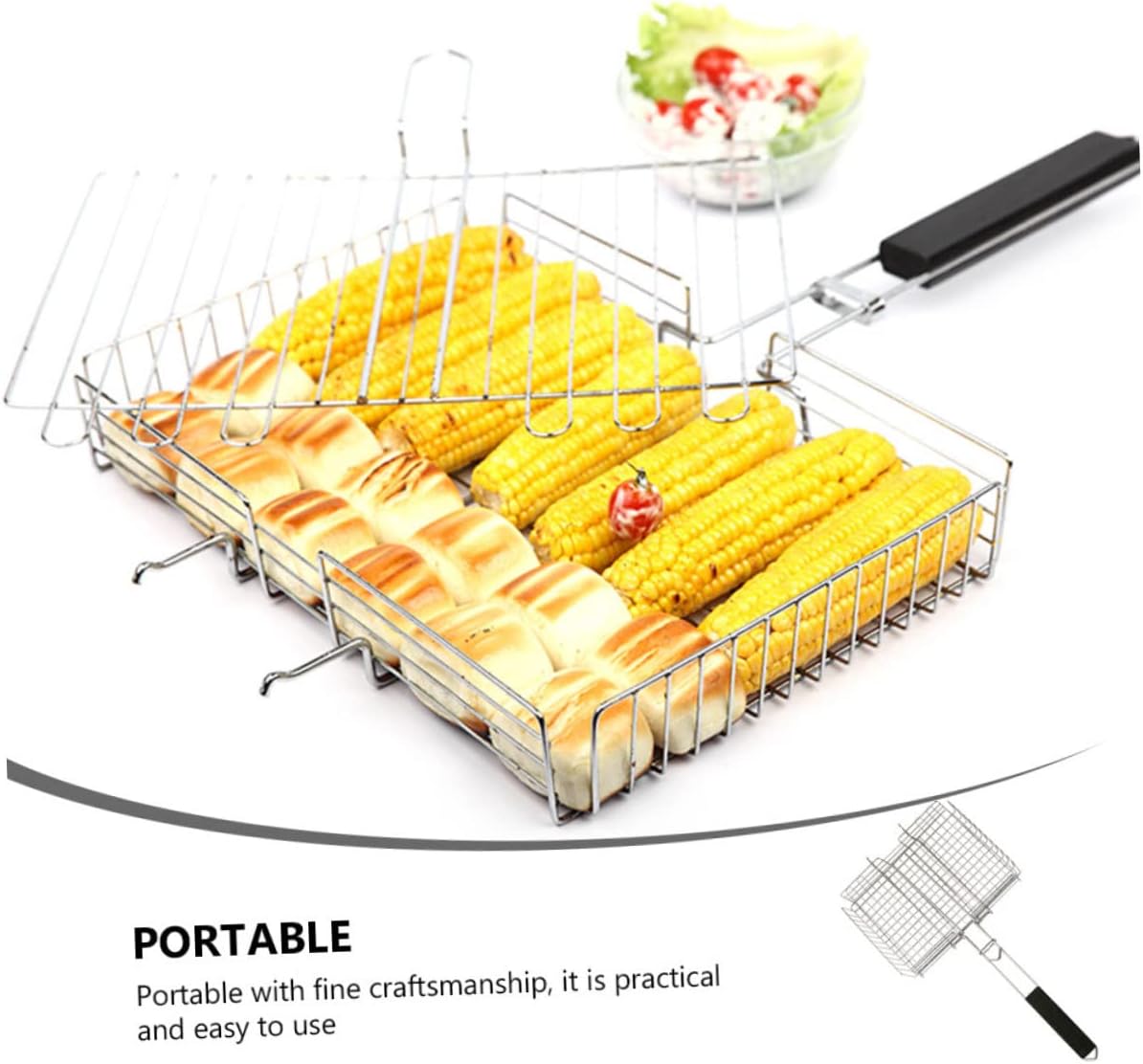 Stainless Steel Bbq Grill Rack Durable Outdoor Fish and Vegetable Grilling Tool Space-saving Design and Heat Resistant for Camping and Backyard Use