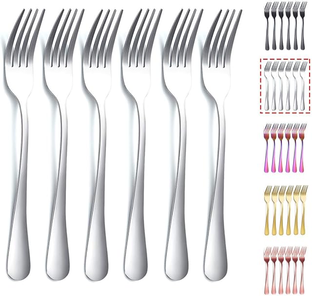 Kyraton Dinner Fork 6 Pieces, Stainless Steel 20.5cm Forks Silverware, Table Forks Set of 6