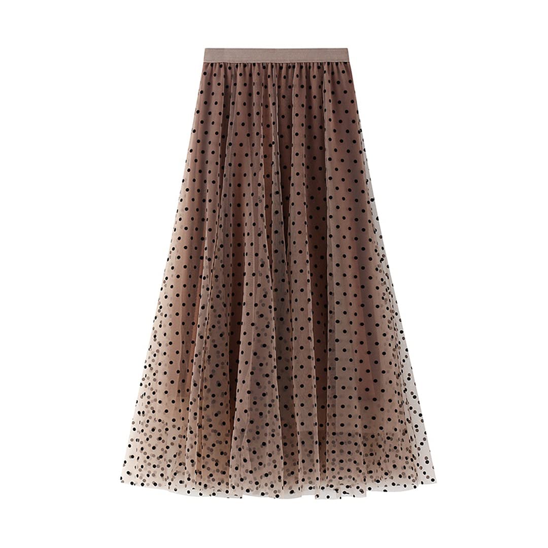 Gonne in Tulle a Pois da Donna Gonne da Spiaggia Casual Elastiche a Vita Alta da Donna