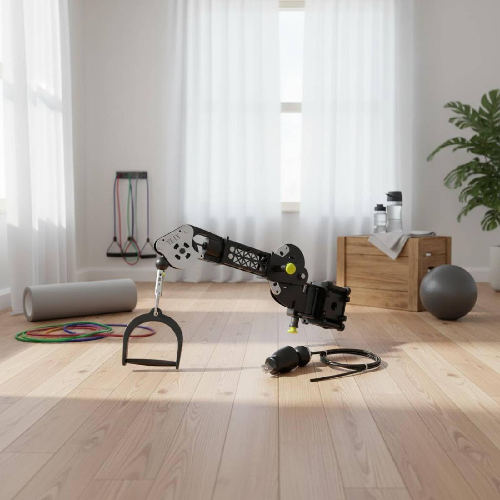 Braccio Attrezzatura Fitness Braccio Palestra Articolato Supporto Montaggio Staffa Regolabile in Lega di Alluminio con, Braccio Meccanico Pezzo Singolo