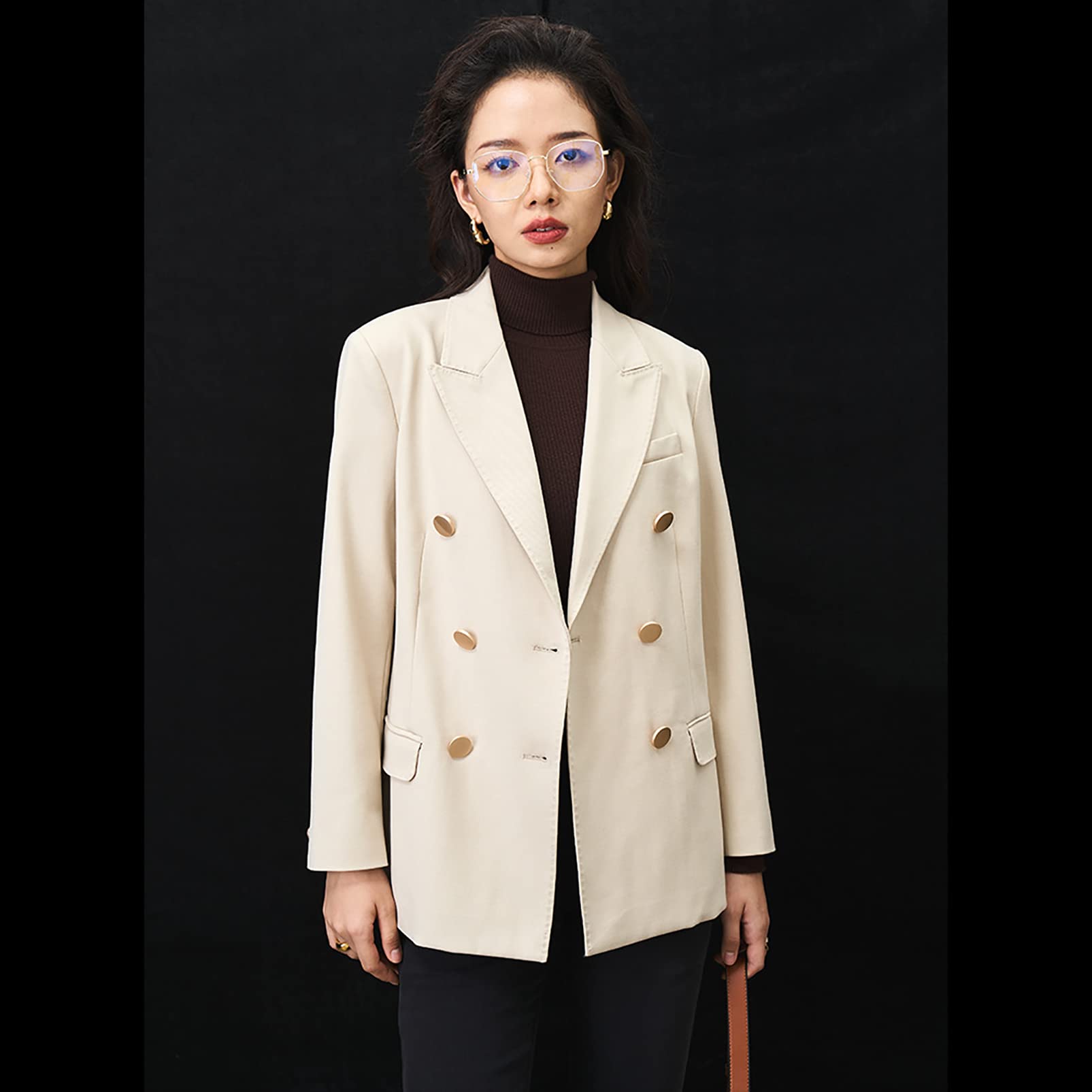 CUTTE Damen Formale Blazer Jacke Büro Business Arbeitsjacke Umlegekragen Blazer Slim Fit Lady Zweireiher Anzug Arbeitskleidung
