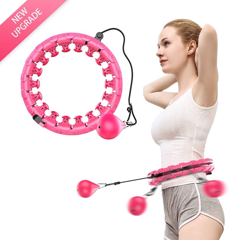 Kasive Smart Hula Hoops for Adults Kids Beginners do not Fall,24 Knots, Abdomen Fitness Increase Beauty, 2 in 1 Fitness Weight Loss and Massage, Detachable