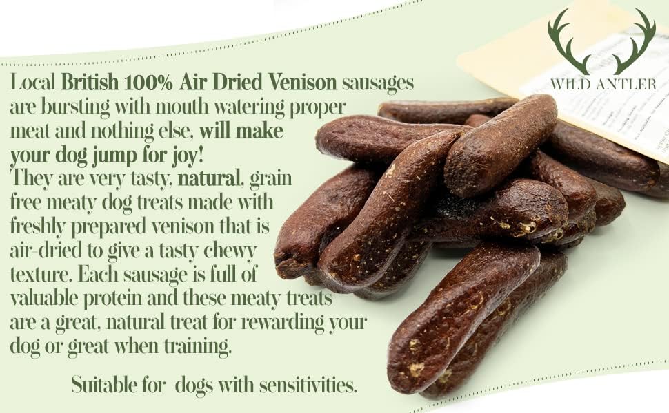 Wild Antler 100% Venison Sausages for Dogs Air-Dried Dog Treats, Single Protein, Grain & Gluten Free Training Snacks, UK Made, 150g - Image 4