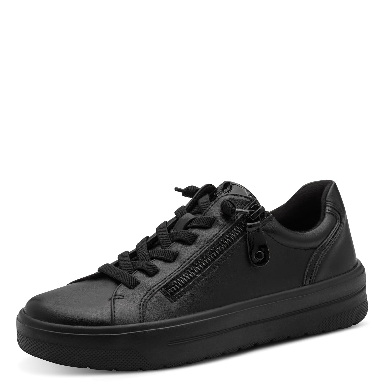 Jana Women's Damen Sneaker Low Vegan 8-23770-46, Plain Black, 4 UK