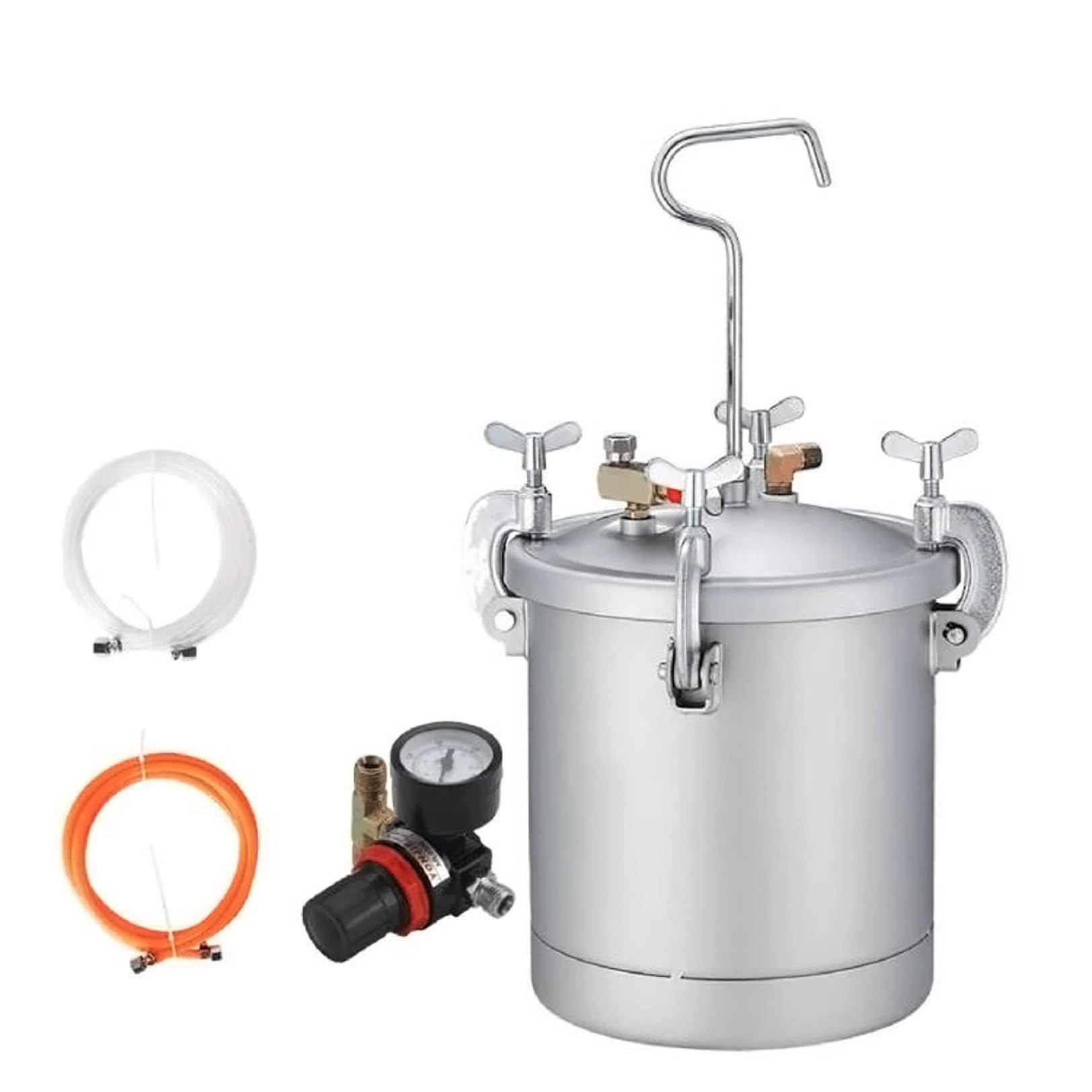 Olla de pintura a presión de 10 L, cubeta de presión neumática de 2.5 galones con 2 mangueras de pintura, tanque de presión para fundición de resina.