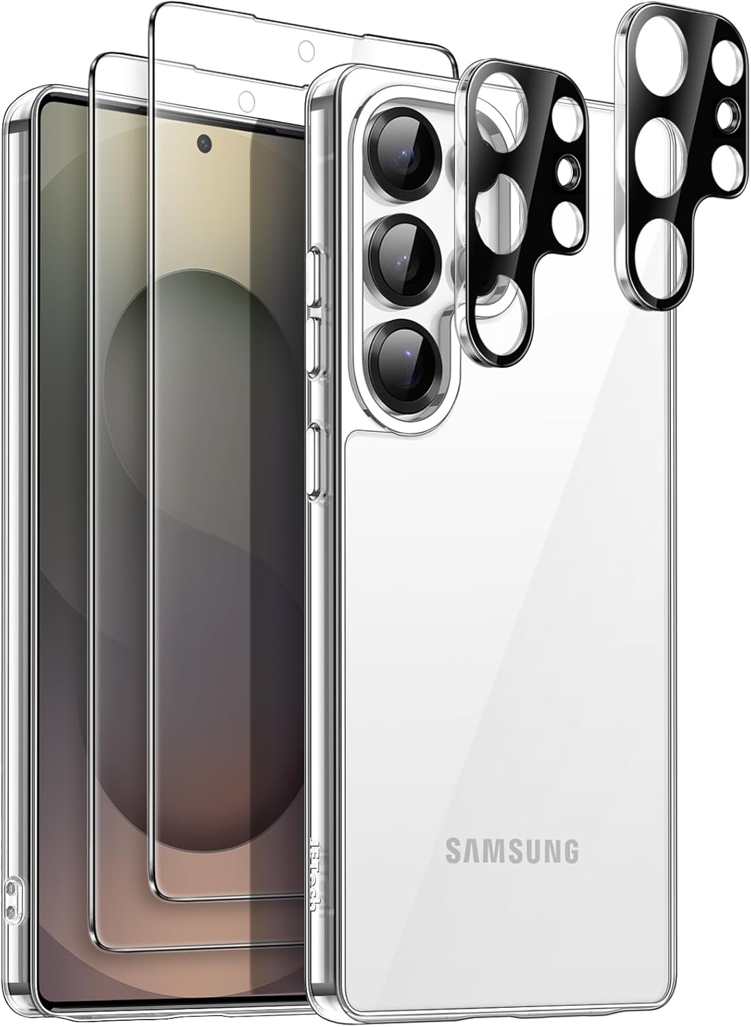 JETech 5 in 1 Case for Samsung Galaxy S25 Ultra 5G with 2-Pack Each Tempered Glass Screen Protector and Camera Lens Protector, Non-Yellowing Shockproof Bumper Phone Cover (Clear)