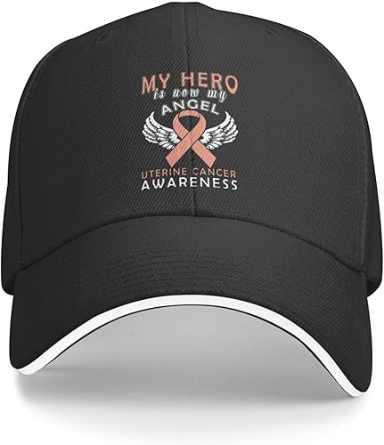 Miniatura 2 de My Hero is Now My Angel Uterine Cancer Awareness Adult Adjustable Classic Casquette hat Baseball Cap Golf Cap Black Unisex