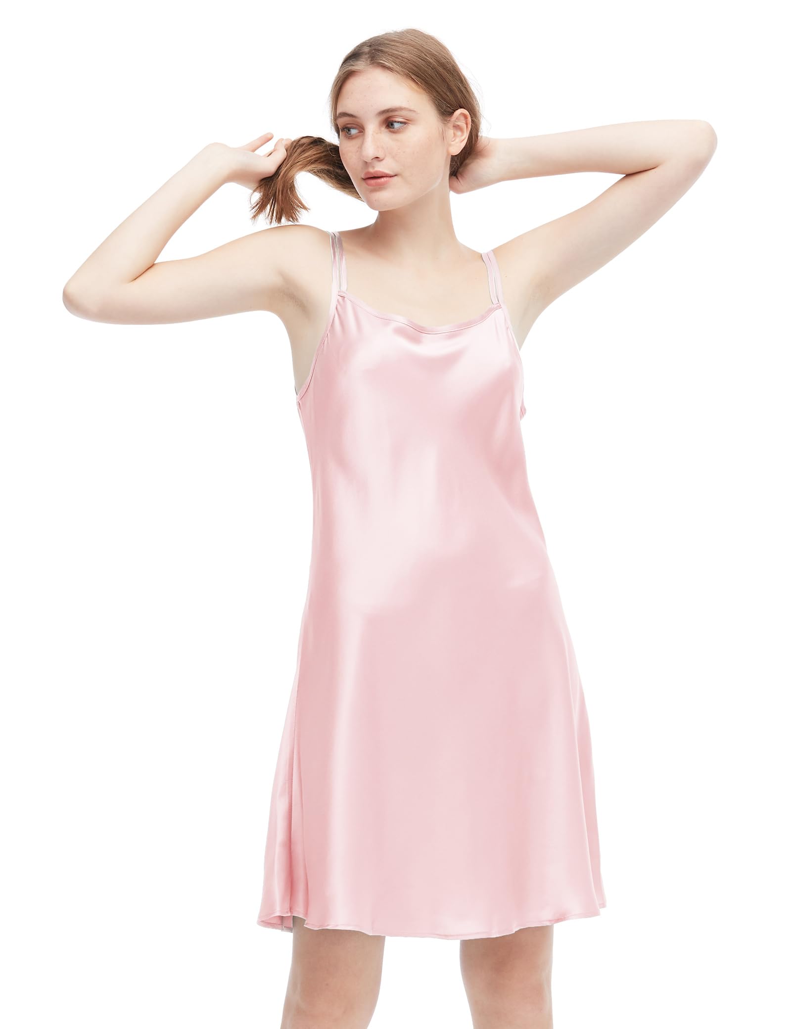 LilySilk Damska koszula nocna 100 z czystego jedwabiu krótka koszula nocna z niskim wycięciem na plecach damska koszulka nocna 19 Momme czysty jedwab koszule nocne dla kobiet