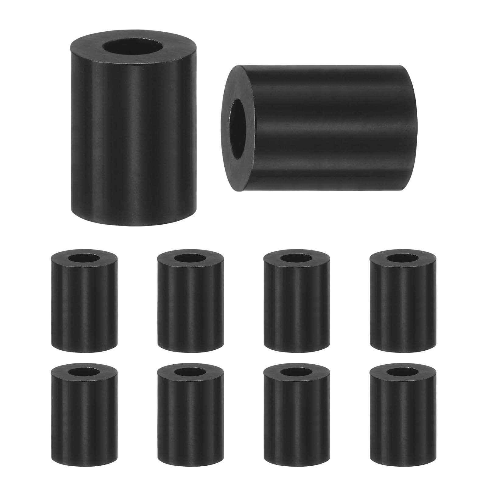 M METERXITY 100 Pack Nylon Washers, 3.2mm ID 7mm OD 9mm Length Round Plastic Spacer Washer Standoff Non-Threaded for M3 Screws/Bolts/Electrical Outlet/Switch Receptacle[Black]