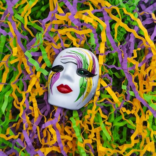Image of 2 LB Gold Green Purple Crinkle Cut Paper Shred Filler Great for Gift Wrapping, Basket Filling, Birthday, Wedding, Mardi Gras, Carnival, Christmas Day, New Year Party Decorations Filling Supplies