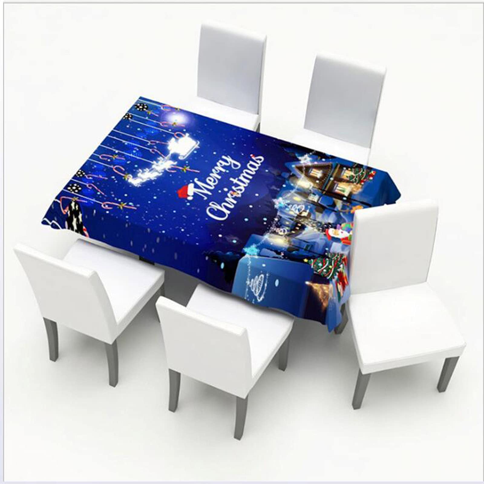 ERNZI Fundas elásticas para sillas de Comedor de Navidad de 5 Piezas, Fundas para manteles de Navidad, Protector elástico de Silla de Navidad,para Banquete de Bodas de Comedor,140 * 180cm