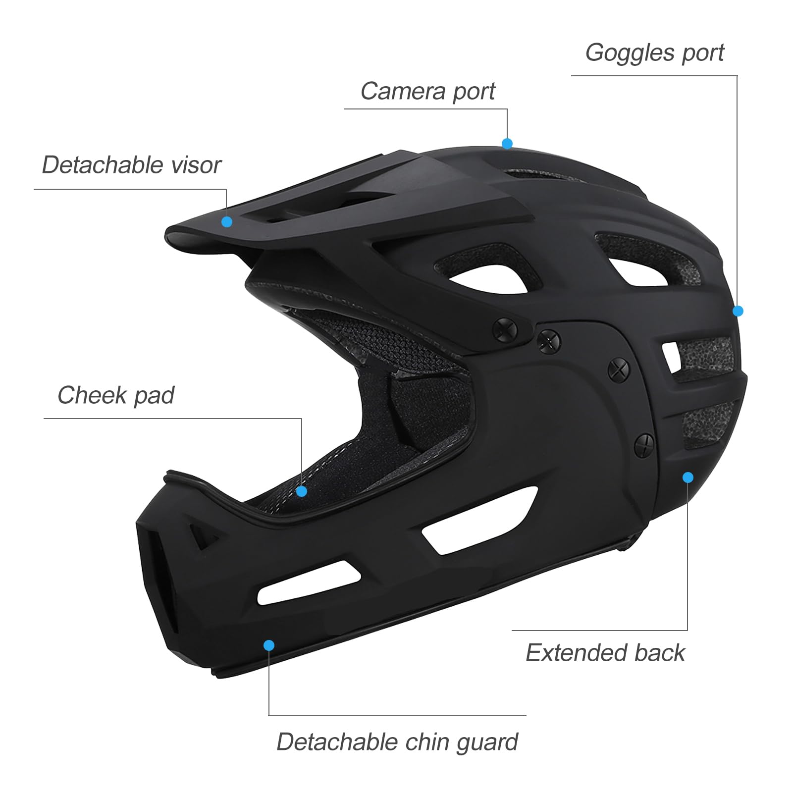 Casco de Bicicleta de montaña Casco de Bicicleta Integral Casco de Ciclismo para Hombres Adultos con Protector de Barbilla Desmontable y Visera para Ciclismo de montaña