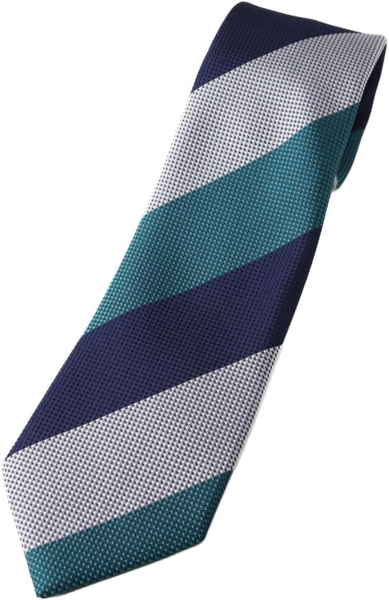 [ウィンザーノット] WindsorKnot ネクタイ メランジ ブロックストライプ ネイビー×グリーン×パール シルク100% 日