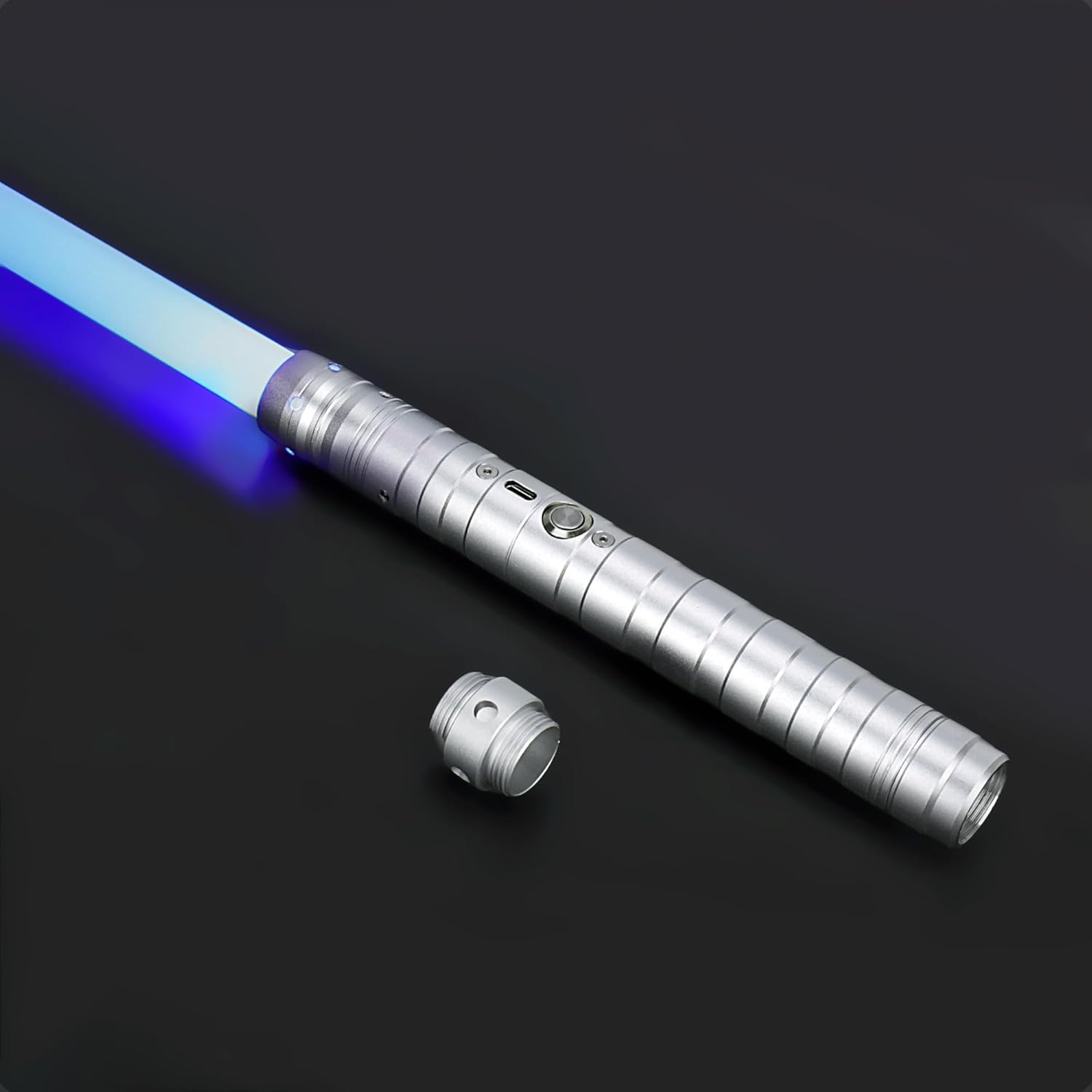 Lightsaber Fx Dueling Force 15 RGB Colors Type-C Metal Hilt Rechargeable 4 Modes Force Fx Dueling Light Saber Lightsaber Gifts for Boyfriend Girlfriend and Adults (Silver)