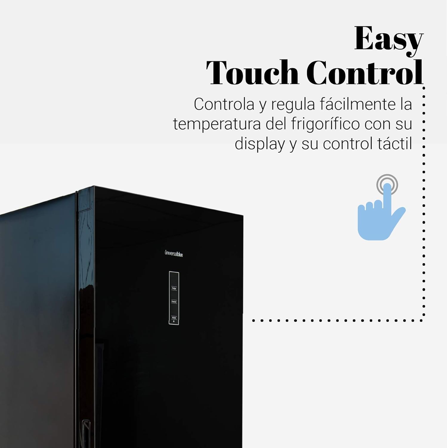 UNIVERSALBLUE Frigorifero Combi 185 cm - Vetro Nero | Sistema No Frost | Congelatore | Silenzioso | Capacità totale 320 L | Spedizione + Carica + Rimozione Gratuita [Classe di efficienza energetica A+]