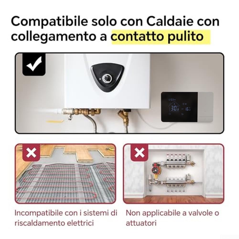 Termostato WiFi per tuya per Caldaia a Gas 3A Touch Termostato