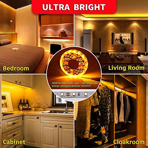 Tira LED amarilla regulable con kit completo y conectores miniatura 4