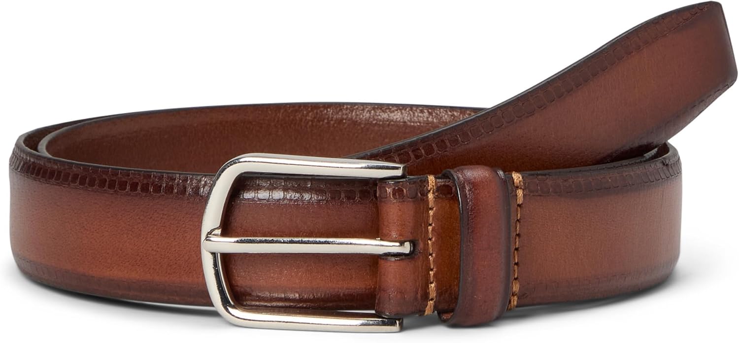 Johnston & Murphy Men's Edge Embossed Leather Belt