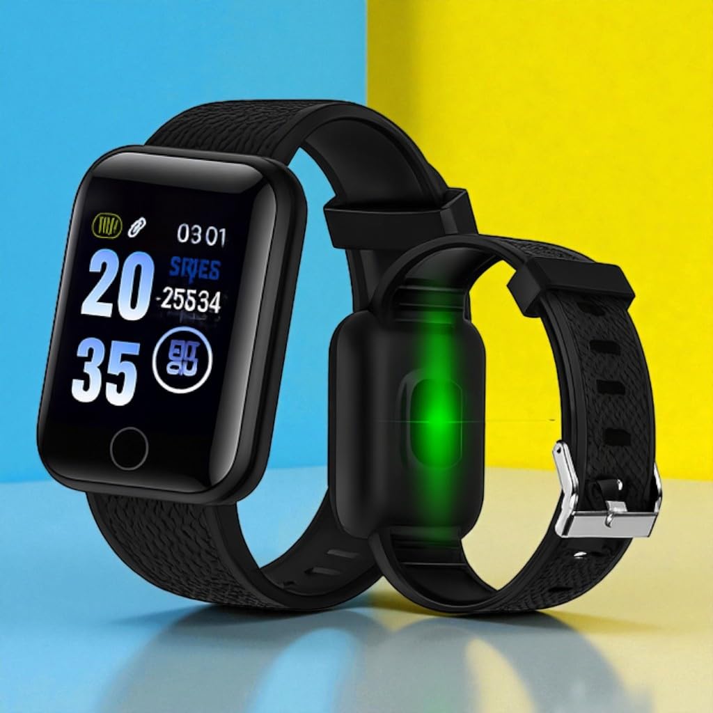 Smart Fitness Watch with Heart Rate Monitor, 1.3 Inch Color Display, Black Sports Band, Activity Tracker for Men and Women, Health Monitoring Smartwatch