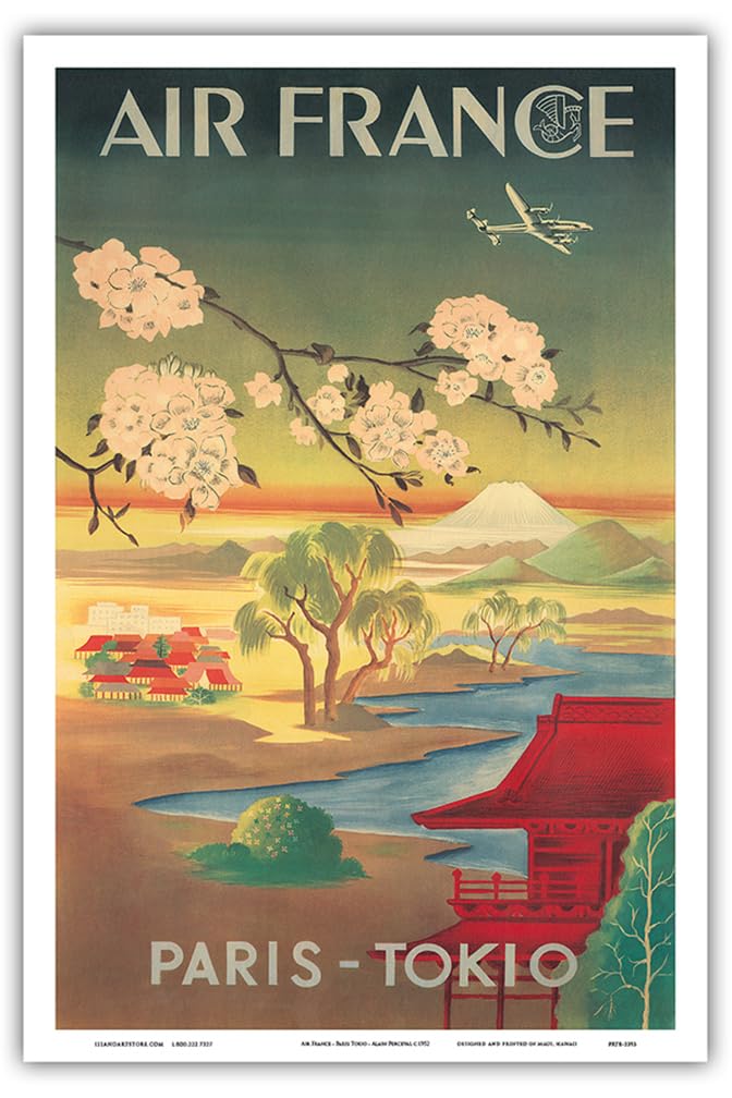 パリ東京 - エアフランス - 山富士と桜 - ビンテージな航空会社の